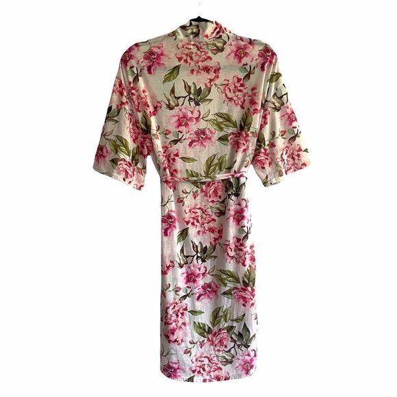 SHOW ME YOUR MUMU Bree Garden Of Bloom Floral Print Robe White Pink OS - Picture 9 of 13